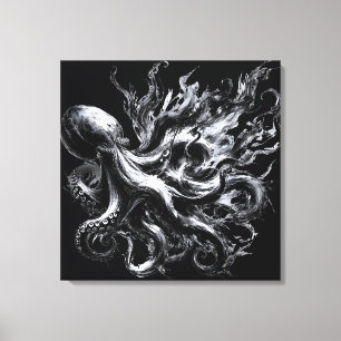 Lienzo Pulpo Kraken de Tinta Abstracta