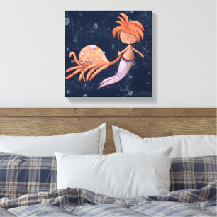 Lienzo Pulpo Sirena Caprichosa