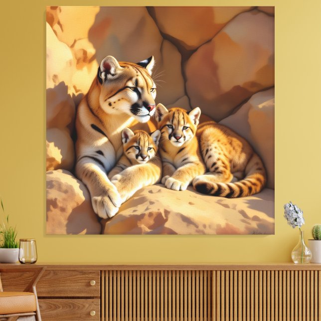 Lienzo Pumafamilie im Herzen der Berge (Insitu (Sala de estar))