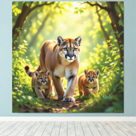 Lienzo Pumafamilie im Herzen der Berge