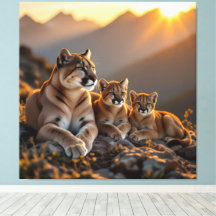 Pumafamilie im Herzen der Berge