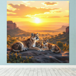 Lienzo Pumafamilie im Herzen der Berge