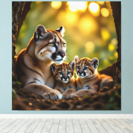 Lienzo Pumafamilie im Herzen der Berge