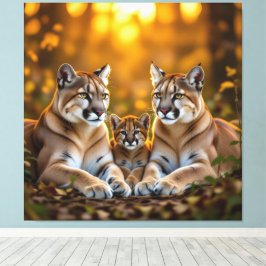 Lienzo Pumafamilie im Herzen der Berge