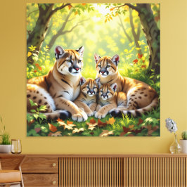 Lienzo Pumafamilie im Herzen der Berge