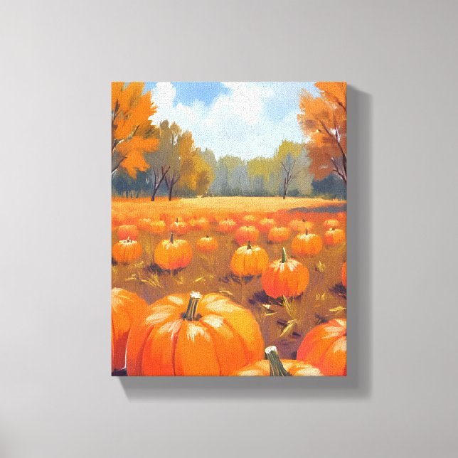 Lienzo Pumpkin Patch Fall Watercolor Painting (Anverso)