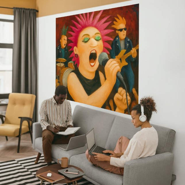 Lienzo Punk Band - Large Wrapped Canvas Art Print (Punk Concert Art Print)