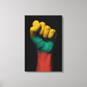 Lienzo Puño apretado aumentado con la bandera lituana