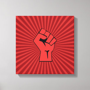 Lienzo Puño Revolucionario Rojo