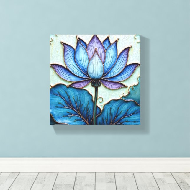 Lienzo Purple and Blue Lotus (Insitu (piso de madera))