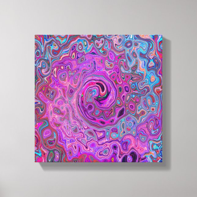 Lienzo Purple, Blue and Red Abstract Retro Swirl (Anverso)