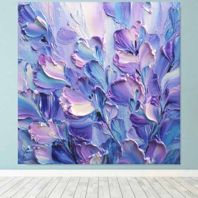 Lienzo Púrpura Lavanda Azul Textura de Pétalo Pared Abstr (Insitu (piso de madera))