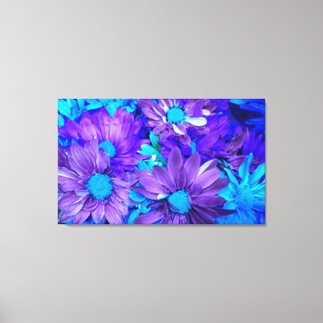 Lienzo Púrpura N Daisies Turquesas Tapa de tela envuelta (Anverso)