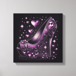 Lienzo Púrpura Stiletto de tacones altos con corazón