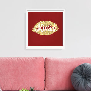 Lienzo Purpurina de oro rojo levanta flirty Kiss