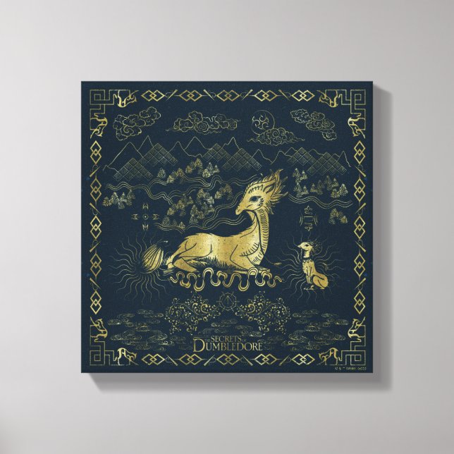 Lienzo Qilin En Rest Golden Tapestry (Anverso)