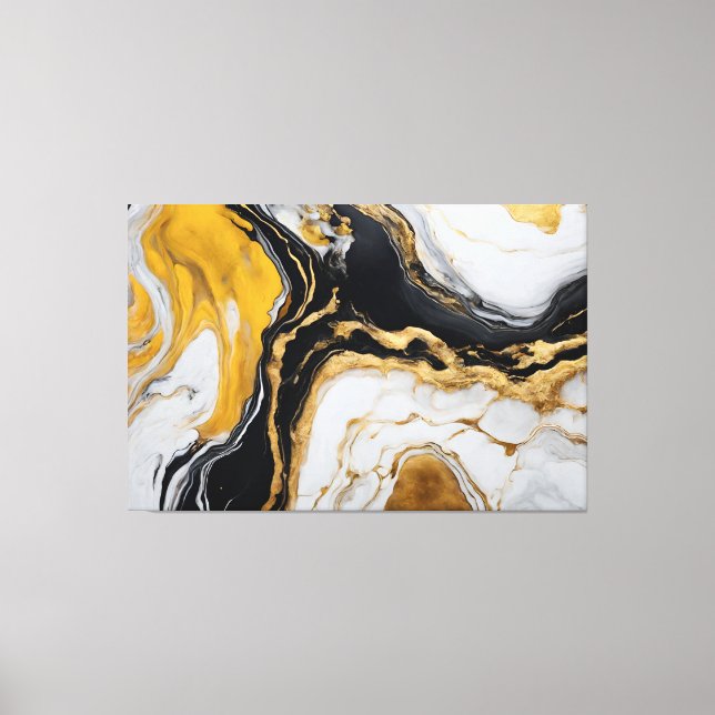 Lienzo Quadro Abstrato amarelo, cinza e preto em Canvas (Anverso)