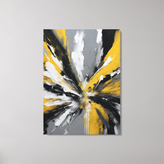 Lienzo Quadro abstrato, amarelo, preto, cinza e branco