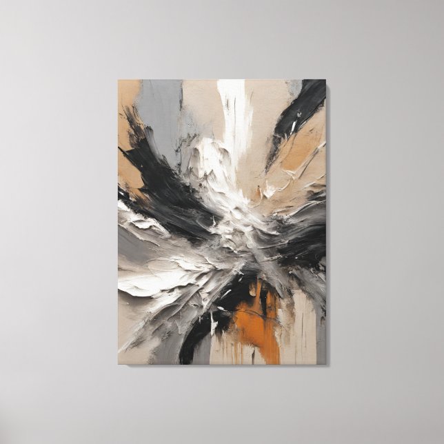 Lienzo Quadro abstrato, bege, laranja, preto, cinza e bra (Anverso)