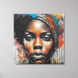 Lienzo Quadro abstrato rosto de mulher negra