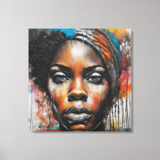 Lienzo Quadro abstrato rosto de mulher negra