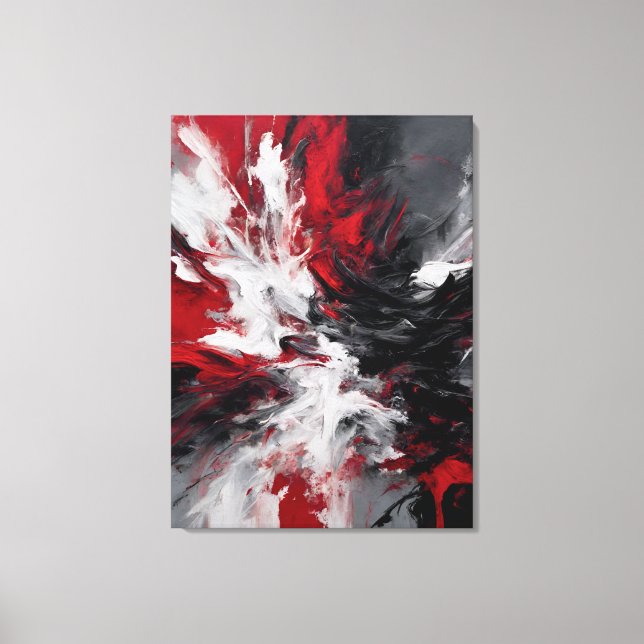 Lienzo Quadro abstrato, vermelho, preto, cinza e branco (Anverso)