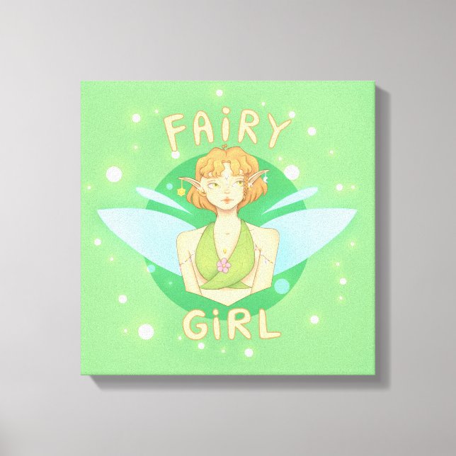 Lienzo Quadro de fada com escrito "Fairy Girl" (Anverso)
