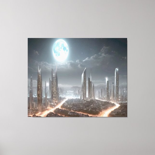 Lienzo Quadro para paredes "paisagem urbana futurista" (Anverso)