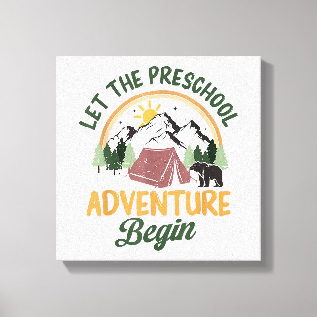 Lienzo Que comience la aventura preescolar Camping de reg (Anverso)