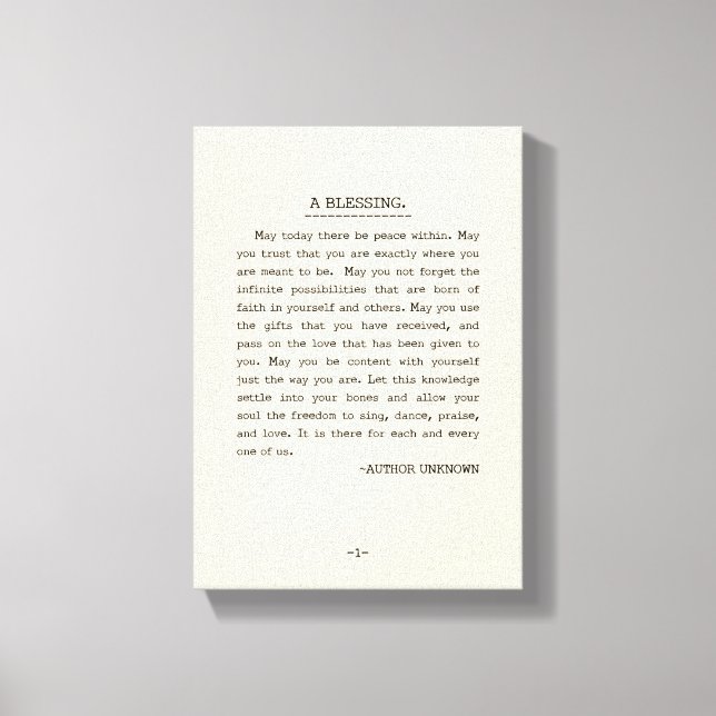 Lienzo Que hoy haya paz dentro (Anverso)