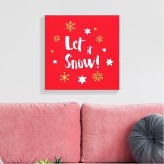 Lienzo "¡Que nieve!" Navidades de caligrafía rojo