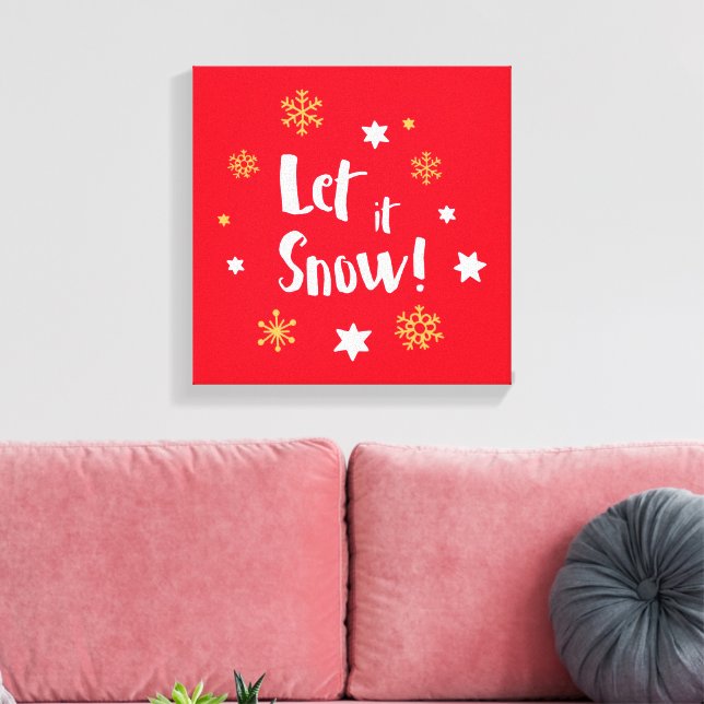 Lienzo "¡Que nieve!" Navidades de caligrafía rojo (Insitu (Sala de estar))