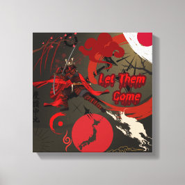 Lienzo Que vengan, guerrero samurai japonés