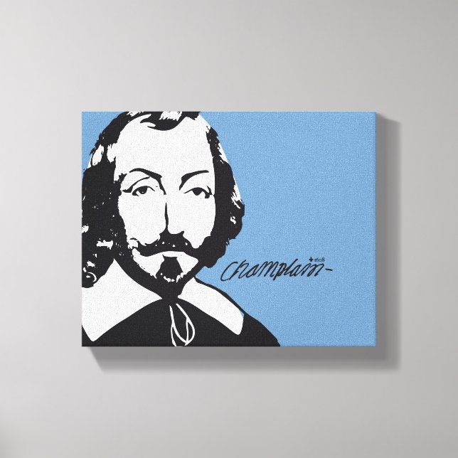 Lienzo Québec Samuel de Champlain 1608 Firma Francés (Anverso)