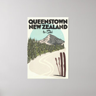Lienzo Queenstown Nueva Zelanda para Esquiar