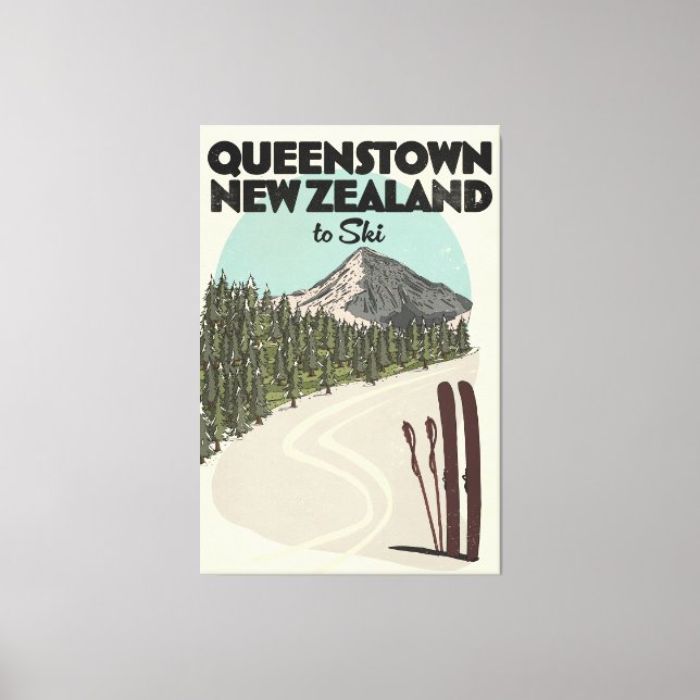 Lienzo Queenstown Nueva Zelanda para Esquiar (Anverso)