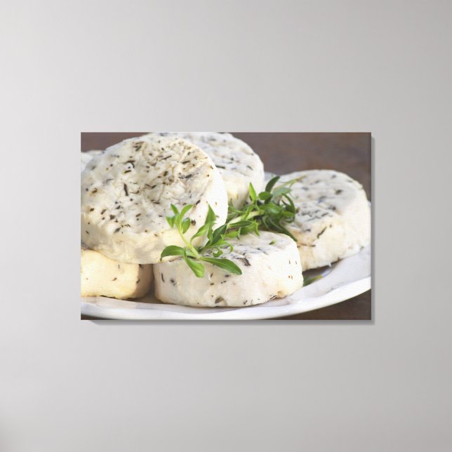 Lienzo Queso de cabra francés - chèvre - con hierbas en u (Anverso)