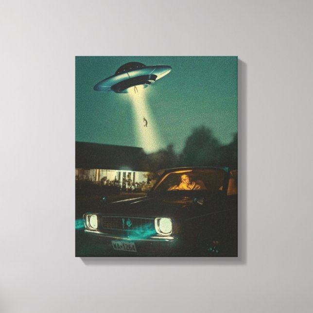 Lienzo Quiero creer, película retro 90, OVNI alienígena (Anverso)
