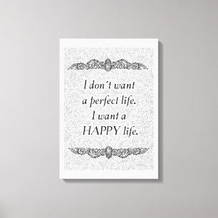 Lienzo Quiero una vida feliz - Cita positiva
