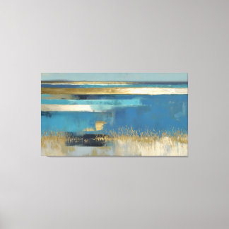 Lienzo Quiet Horizon in Gold and Blue