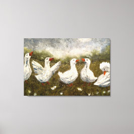 Lienzo Quiet Quack: White Duck Starry Night Goose