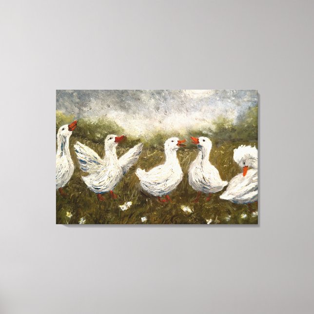 Lienzo Quiet Quack: White Duck Starry Night Goose (Anverso)