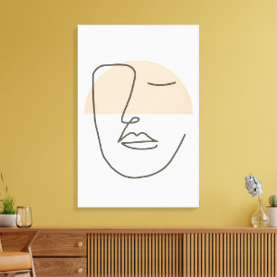 Lienzo Quietud en línea – Rostro abstracto minimalista