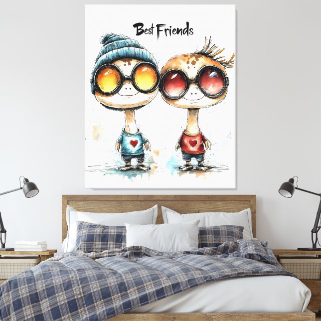 Lienzo Quirky "Best Friends" Wall Art (Insitu(Dormitorio))