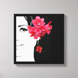 Lienzo Quirky bonito chica cara ilustracion de moda