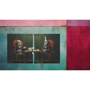 Lienzo Quirky Creepy torcido té beber caballeros