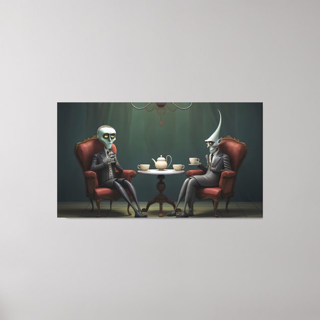 Lienzo Quirky Creepy torcido té beber caballeros (Anverso)