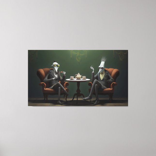 Lienzo Quirky Creepy torcido té beber caballeros (Anverso)