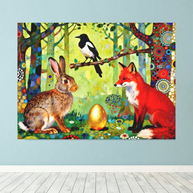 Lienzo Rabbit, Magpie, Fox and “The Forest’s Secret”  (Insitu (piso de madera))