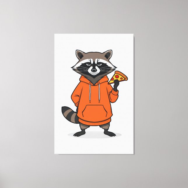 Lienzo Raccoon Pizza Canvas –Funny Cartoon Pizza Wall Art (Anverso)